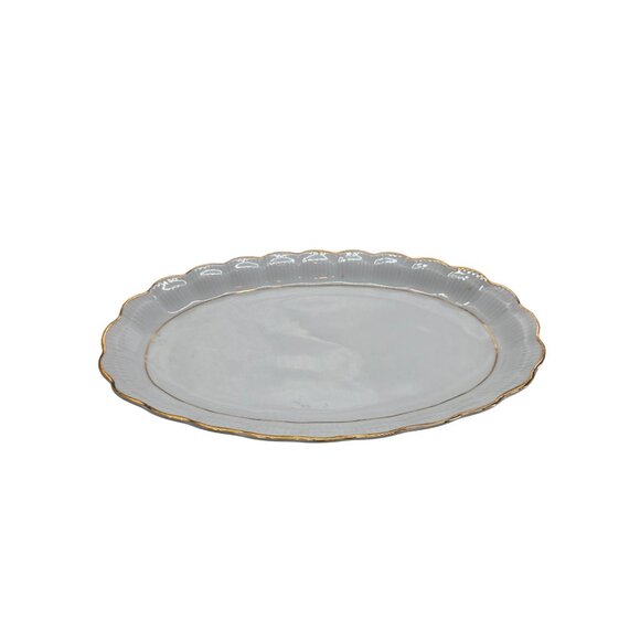 Walbrzych Empire Oval Serving Platter With Gold Trim 13" × 8" Made In Poland - Picture 1 of 5